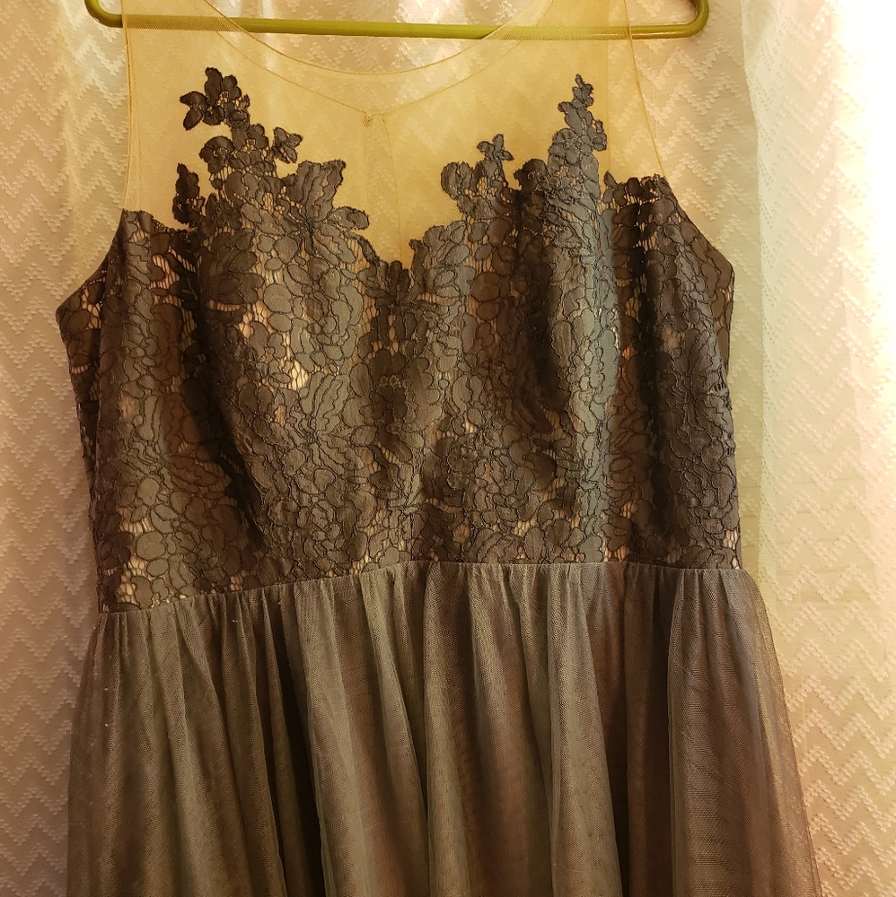 Grey tulle bridesmaid dress